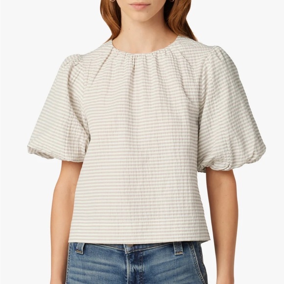 Joe’s The Lorraine Top in Boardwalk Stripe Tan White sz Small - Picture 1 of 10